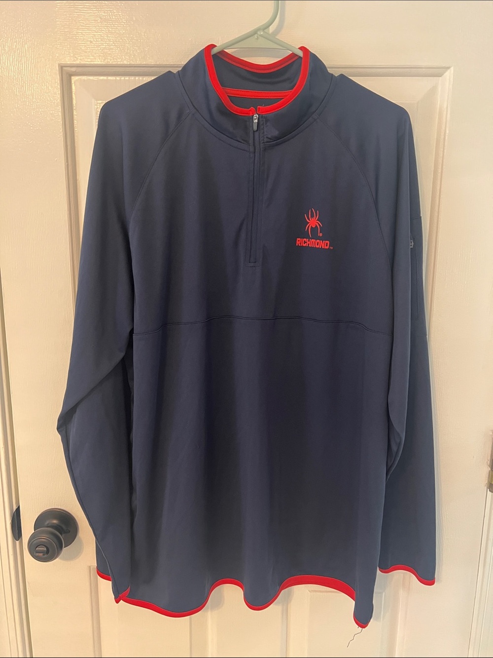 Richmond Navy (XXL) quarter-zip performance Pullover with Red Accents